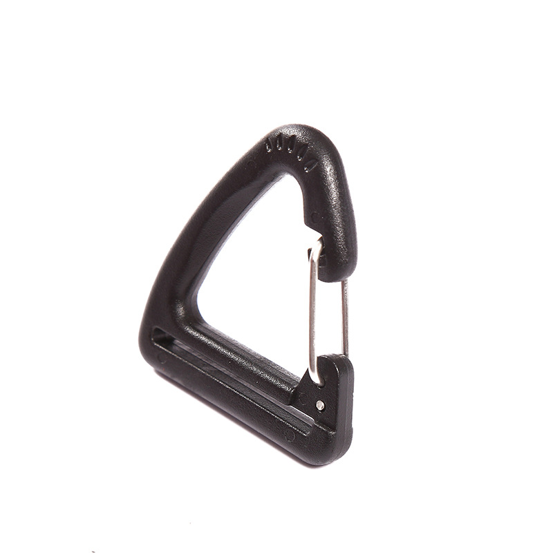 Factory plastic carabiner tactical keychain outdoor nylon webbing buckle triangle elastic Hook supply wholesale