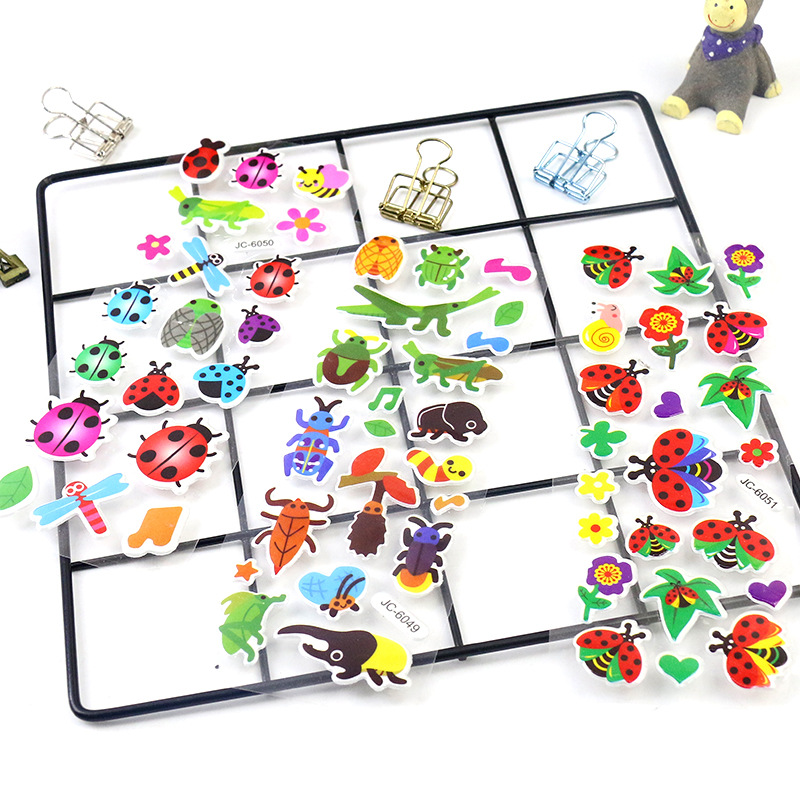 Factory direct children's stickers cartoon insect stickers cute 3D bubble stickers kindergarten reward stickers