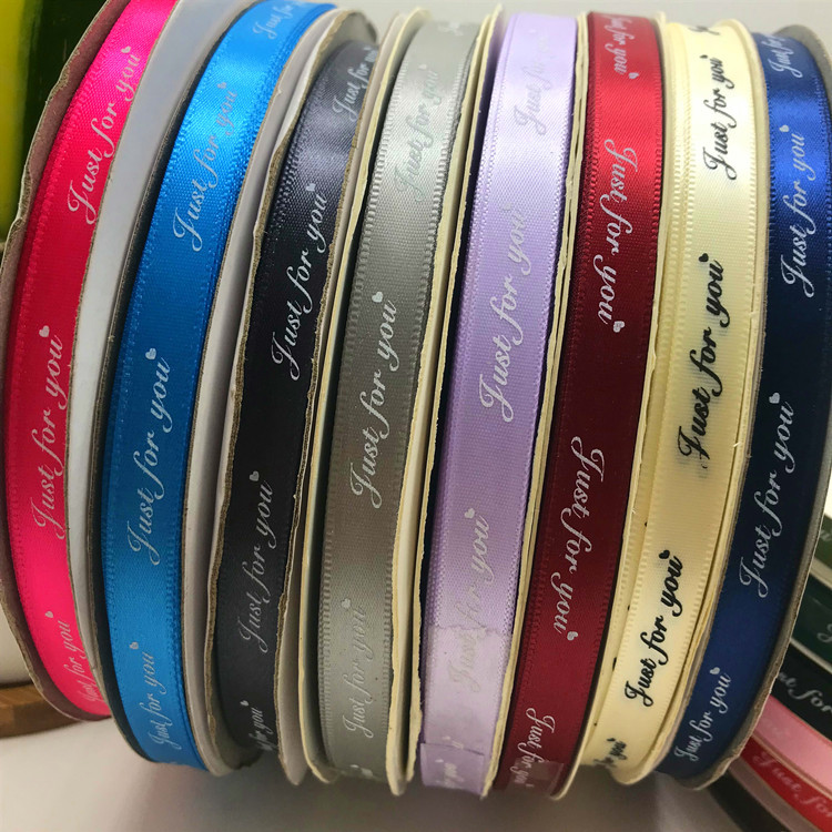 Packaging Printing ribbon justforyou English letters printing polyester tape flowers packaging ribbon 100 yards