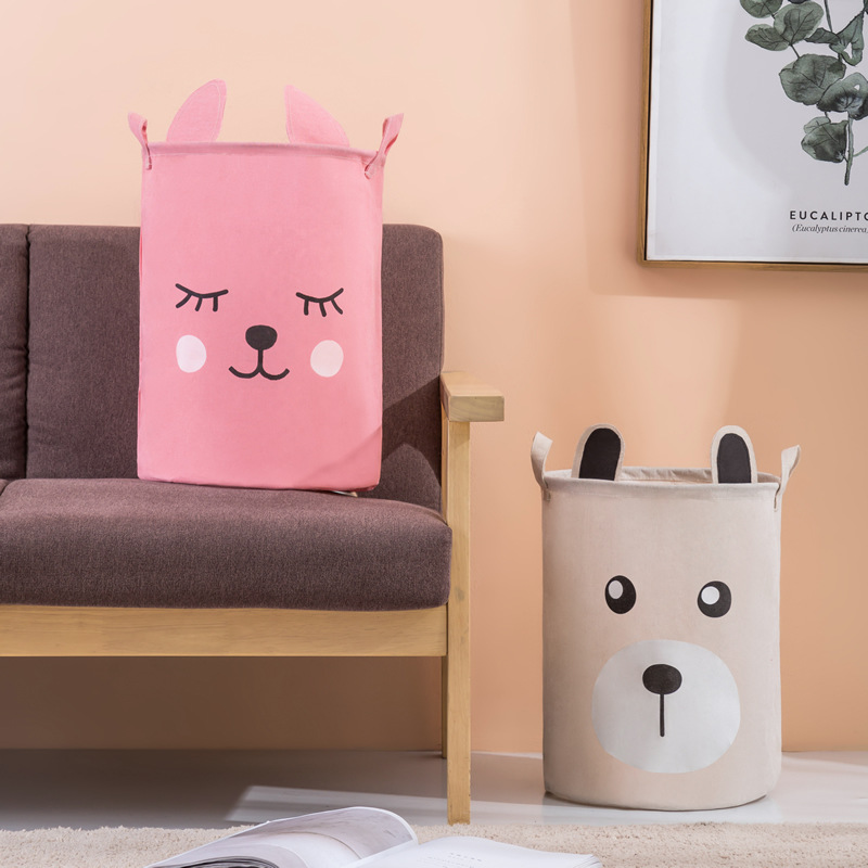 New Style Ear Bear Toy Storage Bag Children's Clothing Organizer Cartoon Fabric Storage Bucket Waterproof Foldable 1173