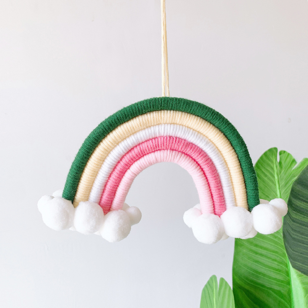 ins Decoration Nordic Style Home Decoration Children's Room Decoration Pendant Woven Clouds Rainbow Hanging Wall Decoration Hanging Decoration