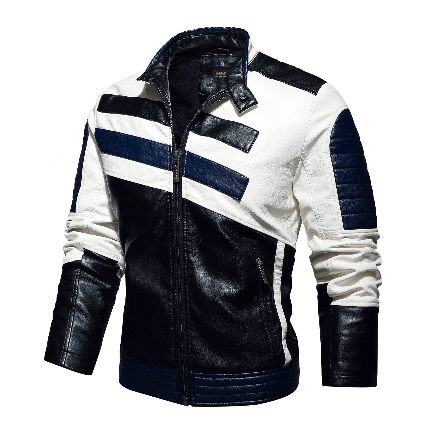 Leather men's motorcycle riding leather jacket washed PU leather color European and American cross-border Men's new coat can be a generation of hair