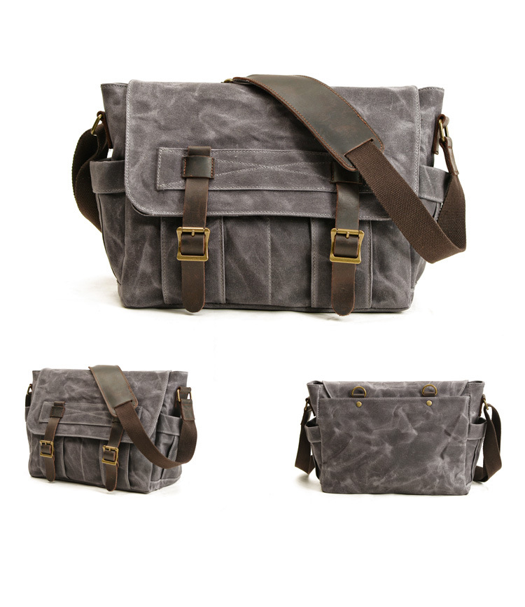Borsa da uomo in tela cerata e olio, in pelle, con cuciture, retrò, a tracolla, da uomo, borsa a tracolla per computer, alla moda europea e americana_voghion.com
