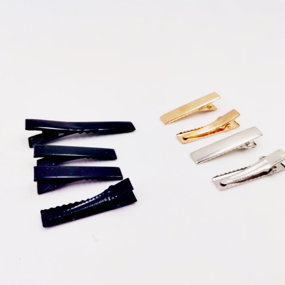 Handmade hair accessories diy headdress accessories square head clip homemade bow black hair clip metal duck bill clip