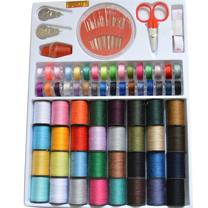 Color sewing machine thread (64 rolls) set sewing thread household multi-color set sewing box factory direct wholesale