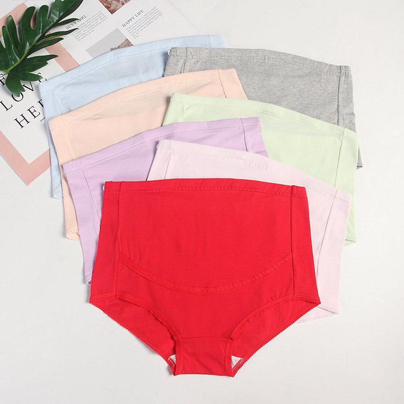 solid-color-high-waisted-maternity-panties-breathable-adjustable-abdomen-support-seamless-pregnancy-underwear