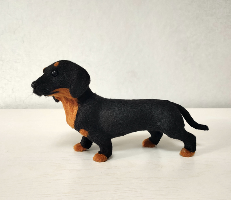 擬似ソーセージ犬動物模型小置物毛皮玩具クロスボーダー世界名犬置物黒犬模型|undefined