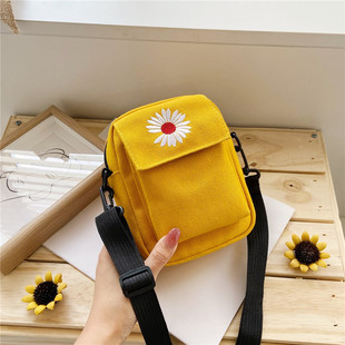 Korean Style Daisy Bag Crossbody Bag Canvas 2020 New Fresh Style Simple ins All-Match One-Shoulder Mobile Phone Bag