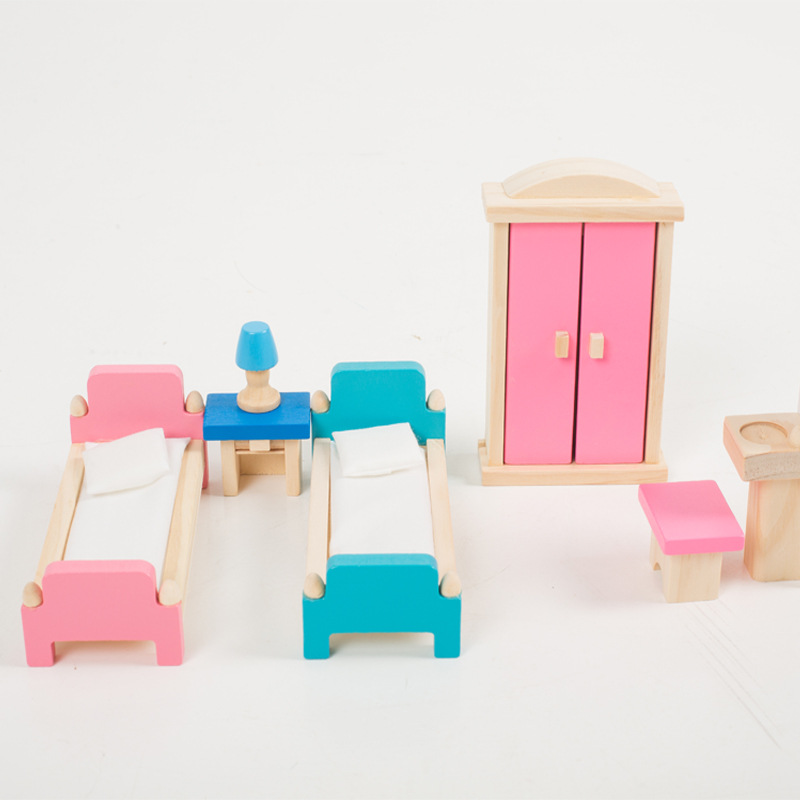 Factory Direct wooden simulation play house small furniture children's toy doll house decoration accessories role play