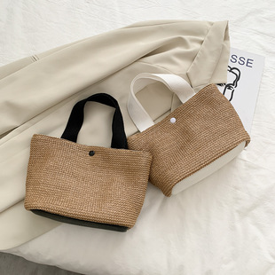ins2022 new online celebrity seaside summer beach holiday fashion woven bag retro handbag straw bag for women