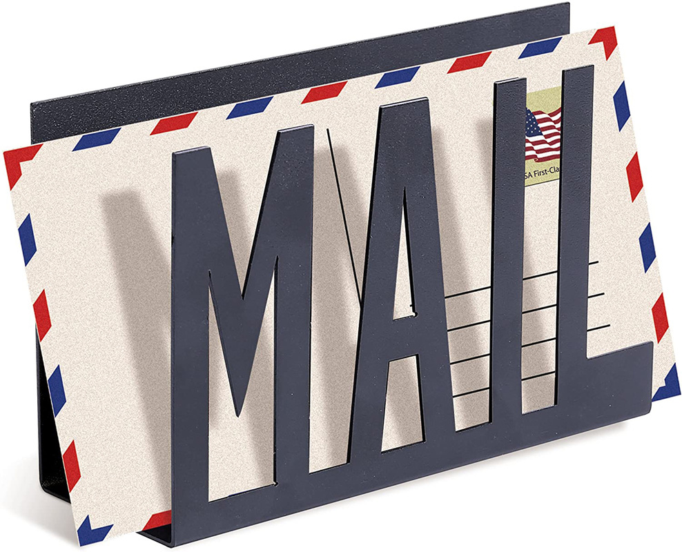 European and American MAIL stamp envelope storage rack iron desktop file storage rack black cross-border storage home