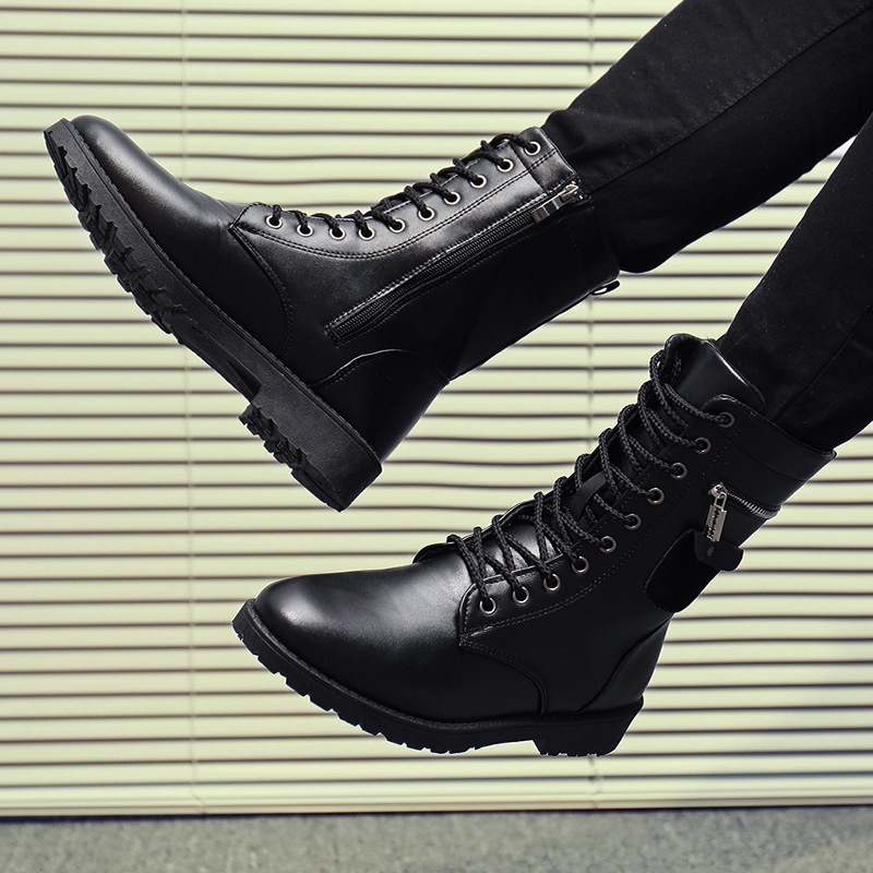Martin boots men's high-top British style Korean style fashionable all-matching work boots fashionable boots autumn men's Knight boots mid-calf
