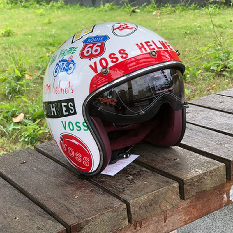 VOSS retro helmet Four Seasons personality retro Harley helmet motorcycle electric locomotive 3/4 half helmet inner lens