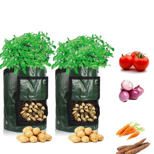In stock PE potato planting bag potato tomato vegetable cultivation planting barrel breathable with window growing bag