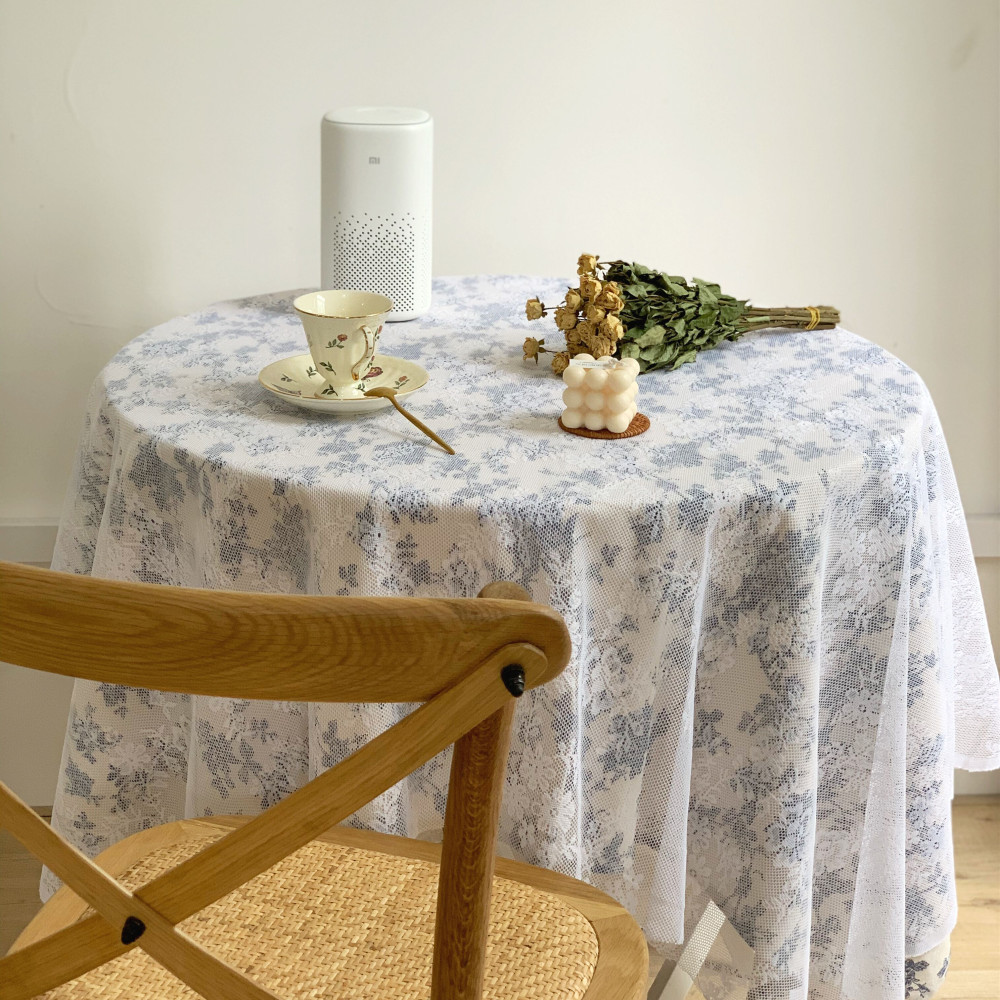 French retro mesh white tablecloth picnic cloth cover cloth background cloth
