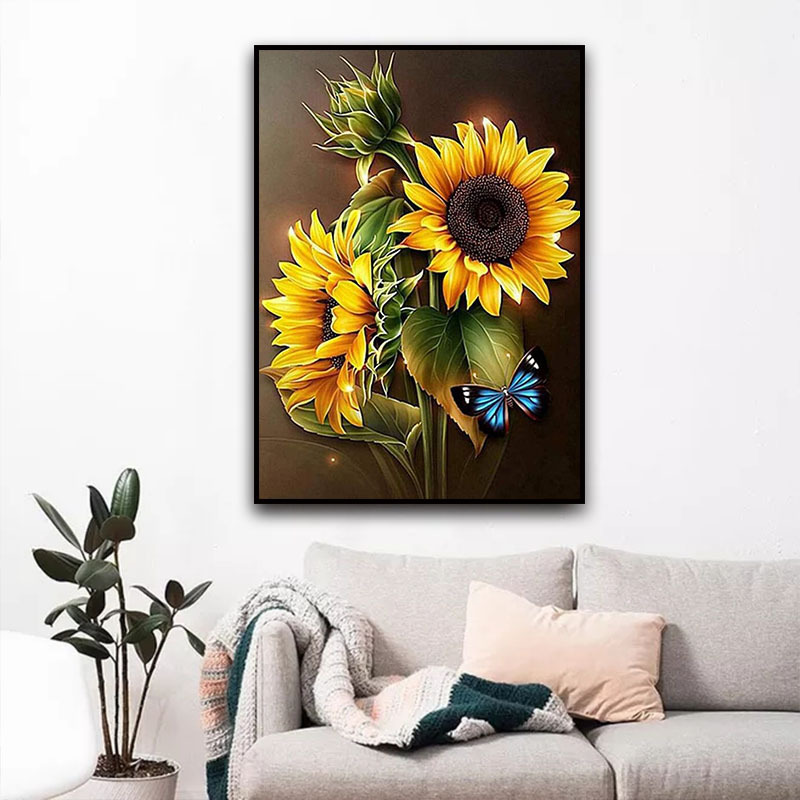 New 5d Diamond painting Sunflower Butterfly series Living room decorative painting diy full diamond foreign trade explosions spot wholesale