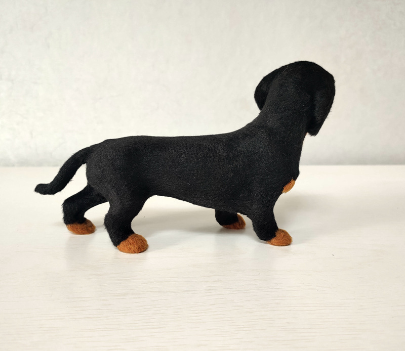 擬似ソーセージ犬動物模型小置物毛皮玩具クロスボーダー世界名犬置物黒犬模型|undefined