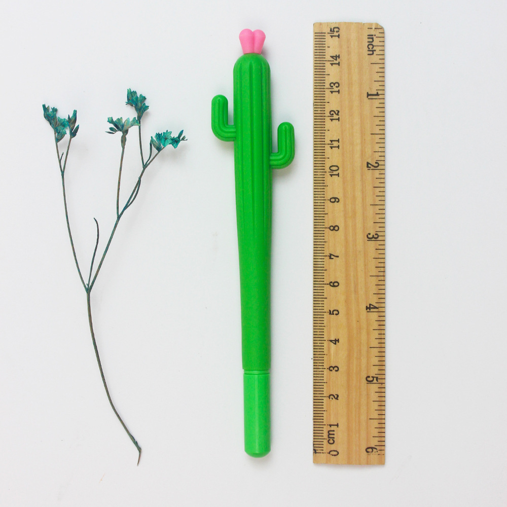 Cute cartoon decompression pen cactus soft gel pen student creative stationery cactus ball shape signature pen