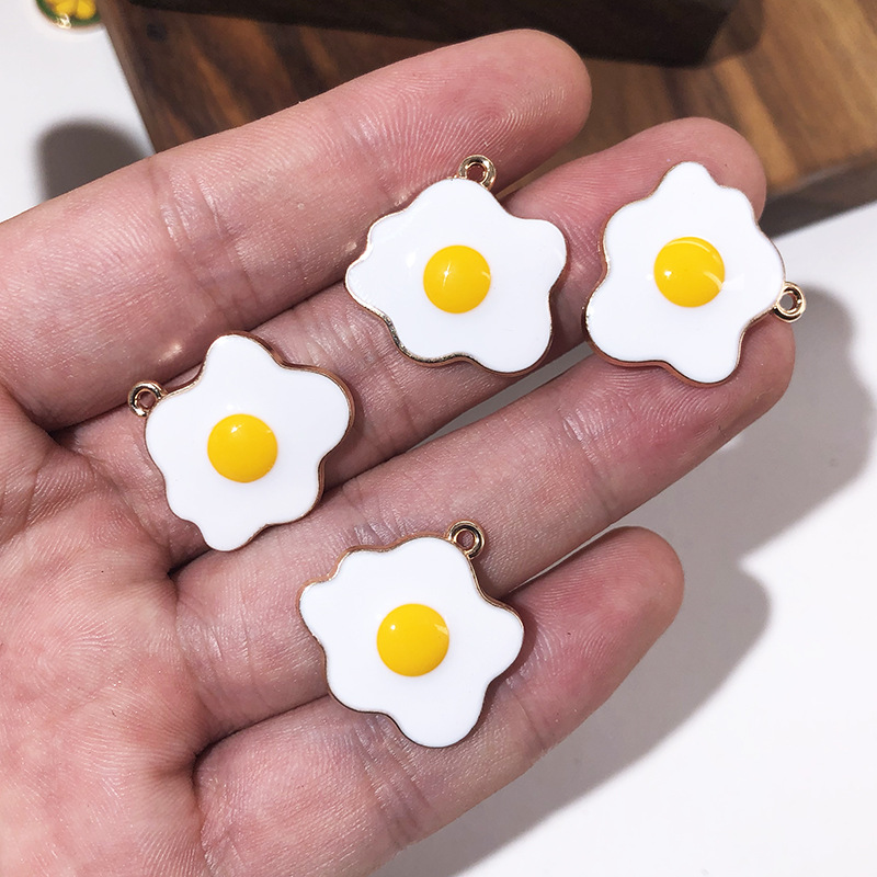 Korean version of diy jewelry accessories alloy drop oil poached egg fried egg earrings earrings bracelet mobile phone small pendant ht