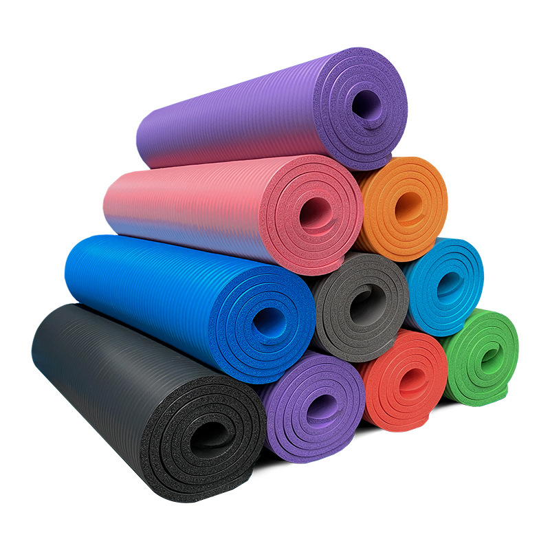 Factory cross-border wholesale NBR yoga mat widened thickened dance fitness mat printing 10mm