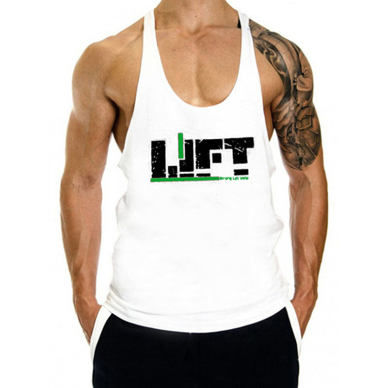 New sleeveless T-shirt men's loose waistband I-strap bodybuilding training fitness sports vest can print logo