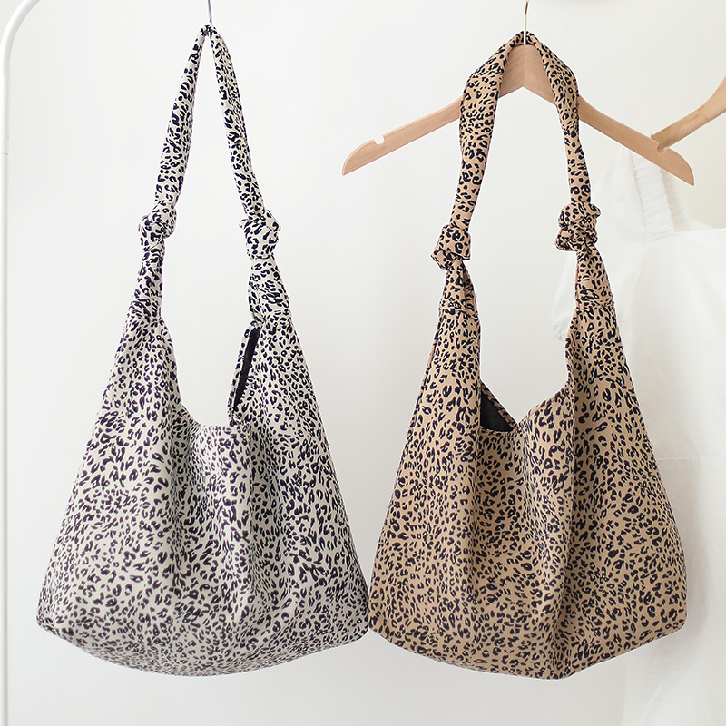 Korean Style Student Large Capacity Shoulder Bag Simple Stylish Leopard Print Crossbody Women's Bag Fashionable Casual Lazy Style Tote Bag