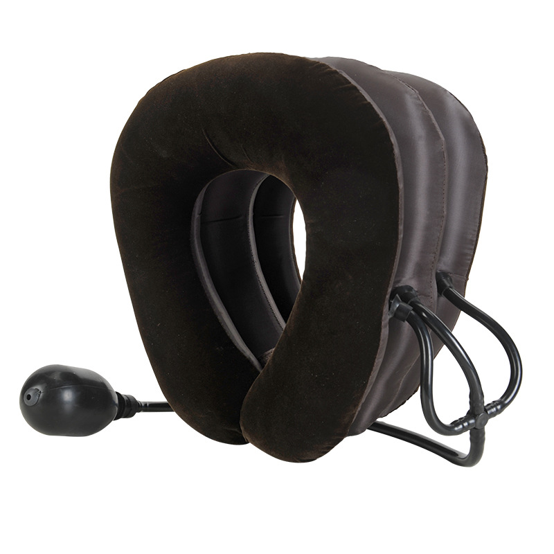 Wholesale inflatable cervical traction device inflatable neck cervical traction device half velvet neck massage pillow