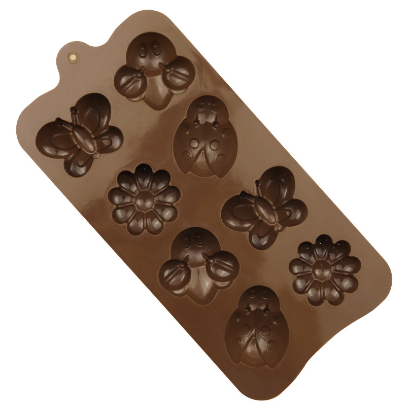Spot wholesale 8 even insect butterfly silicone chocolate mold ice mold gypsum aromatherapy mold easy demoulding non-stick