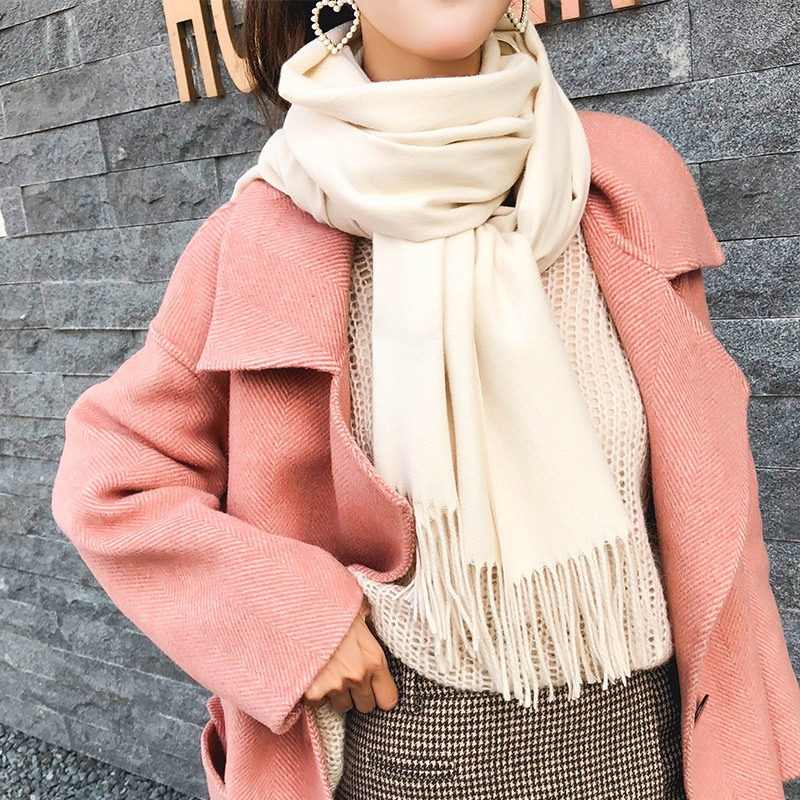 Imitation cashmere scarf autumn and winter solid color shawl double-sided monochrome warm scarf cashmere scarf activity gift manufacturers