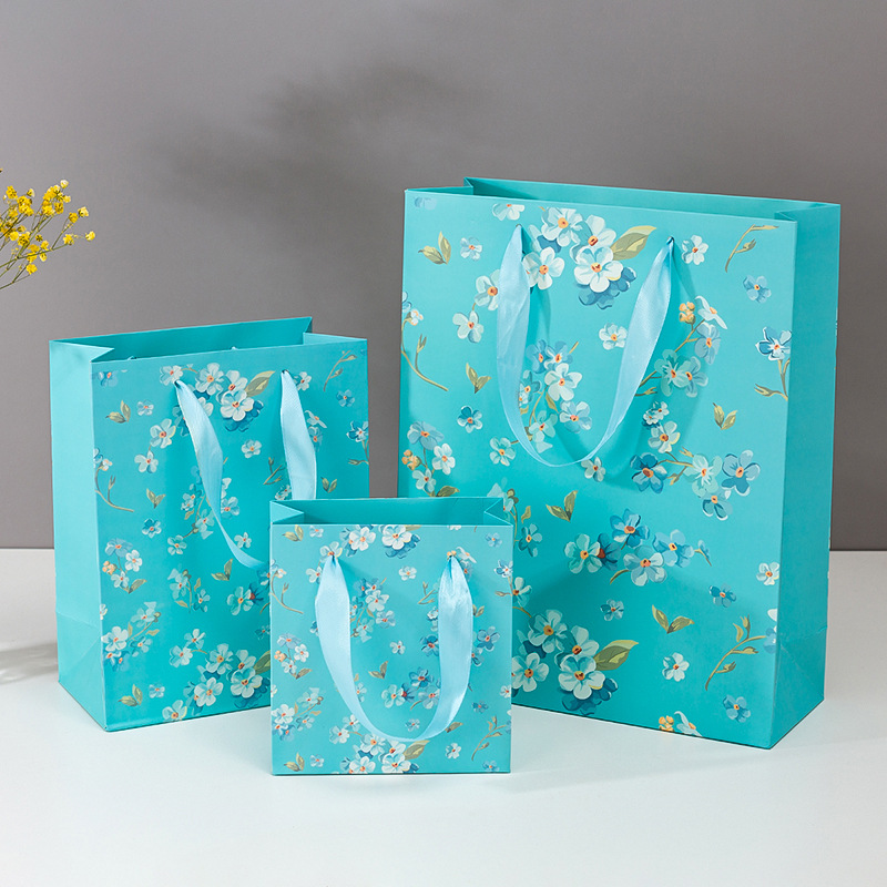Light Color Floral Clothing Handbag Wedding Bag Fresh Hand Gift Bag Paper Bag Full Moon Back Gift Bag Wedding Bag