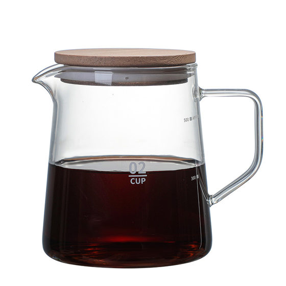 Wholesale High Borosilicate Glass Coffee Pot Coffee Set Glass Coffee Sharing Pot Home Acacia Wooden Lid Coffee Pot