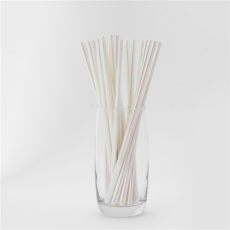 Factory Direct Supply Coated Paper Straw Rainbow Paper Straw Degradable Party Pearl Film Straw Customized Wholesale