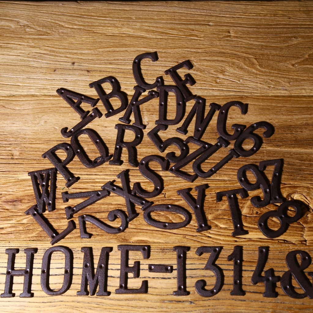 ZAKKA grocery wrought iron decorations cast iron metal number letter creative DIY doorplate letter symbol