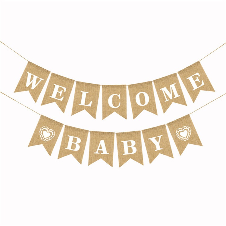 welcome baby baby birthday party decoration flag linen dovetail flag manufacturers supply