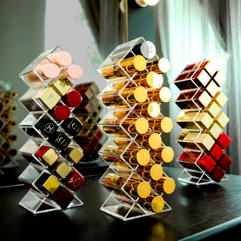 Fish lipstick box desktop finishing multi-grid storage box lipstick display stand acrylic box factory direct supply