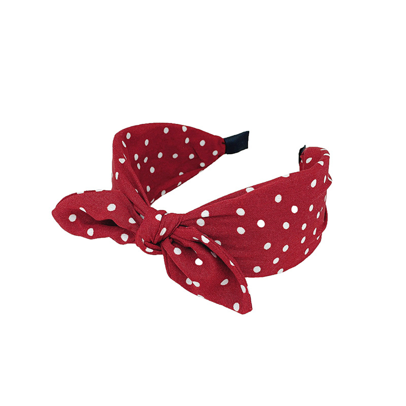 Korean Style Polo Dot Simple Rabbit Ear Knot Hair Band ins Wide Bow Fabric Headband Cyber Popular Super Fairy Hair Accessories
