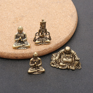 New Buddha Statues Ornaments Brass Retro Home Feng Shui Keychain Portable with Buddha Bronze Statues Crafts Pendant Wholesale