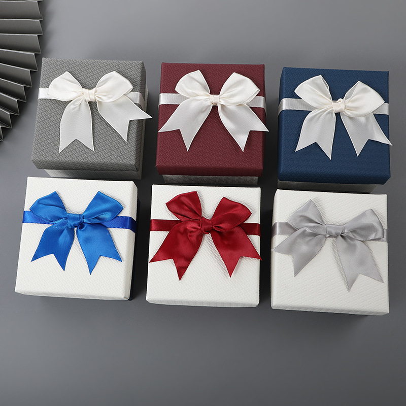 Bowknot Gift Box Heaven and Earth Cover Gift Box Watch Earrings Jewelry Packaging Box Paper Gift Box Jewelry Box Customization