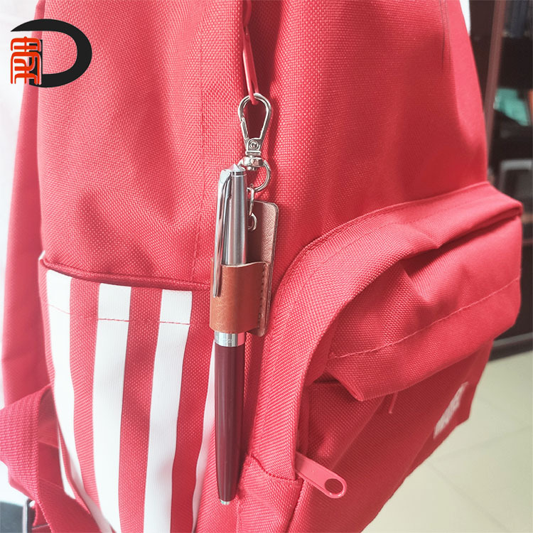 Portable PU leather pen holder single pen case anti-lost pen protective case compact hanging pen holder accessories
