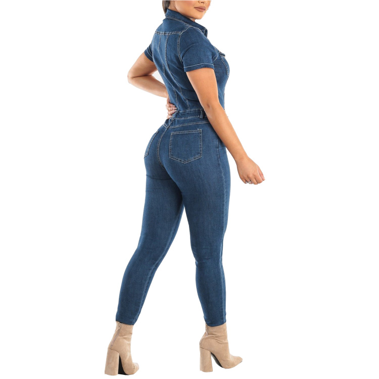 6861 new AliExpress Amazon Europe and America sexy fashion denim jumpsuit spot sales