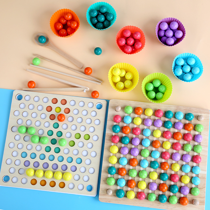 Children's early education, entertainment, training, concentration, beads, two-in-one puzzle development, parent-child interactive board game toys