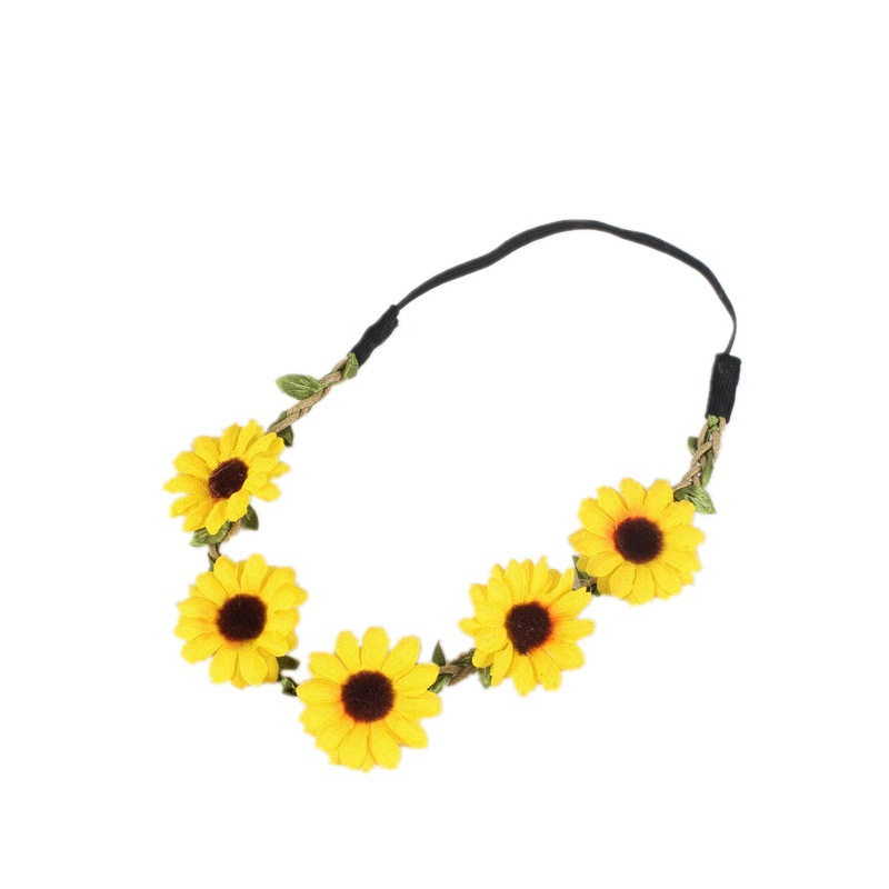 Korean bohemian holiday headdress sunflower braid hair band daisy flower hair accessories for women