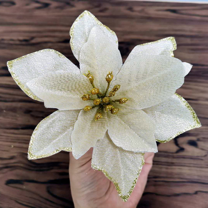 Wholesale and Retail Artificial Christmas flower 13cm large Christmas tree decorative flower foreign trade cross-border hot Christmas accessories