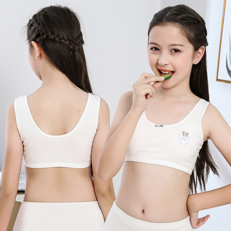 Girls' Underwear without Steel Ring Student Underwear with Chest Pad Children's Sports Vest Anti-Light Bra Developmental Bra