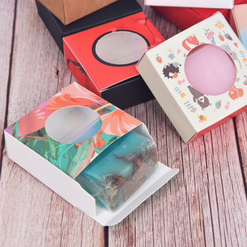 Handmade soap small pendant packaging box simple air cushion box color cute jewelry box sandalwood paper box