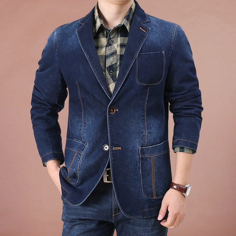 9833 Men's Large Size Loose Denim Suit 2020 Autumn New Fashion Business Casual Suit Men's Jacket