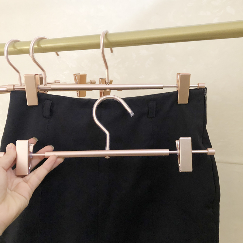 Gold aluminum alloy pants rack metal pants clip household seamless skirt hanger non-slip pants adult clothes hanger rose gold