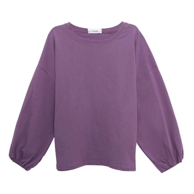 Women's 2025 New Autumn Korean Style Ins Loose Thin Pullover Student Slimming Sweatshirt Lantern Sleeve Long Sleeve T-shirt