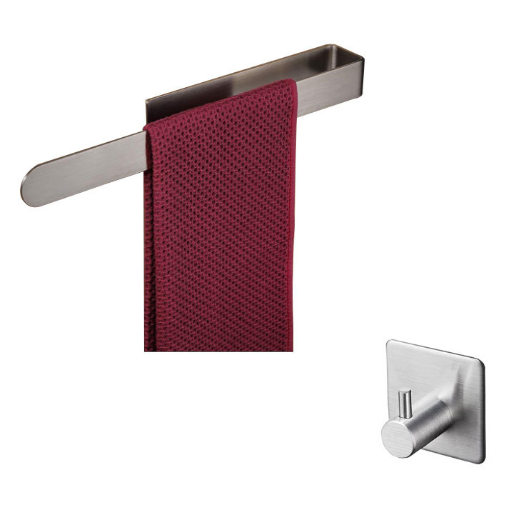 Cross-Border factory direct supply non-perforated towel rack stainless steel bathroom toilet rack set bathroom towel bar