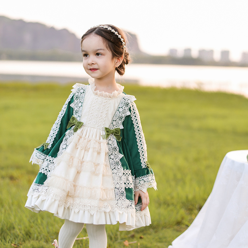 One Piece 2022 Fall/Winter Lolita Lolita Dress Girls Spanish Princess Dress Fall/Winter Velvet Dress